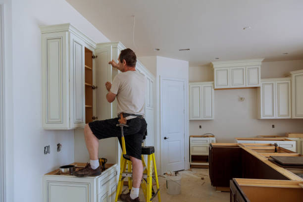 Kitchen island installation in Princeton by JMT Kitchen Cabinet